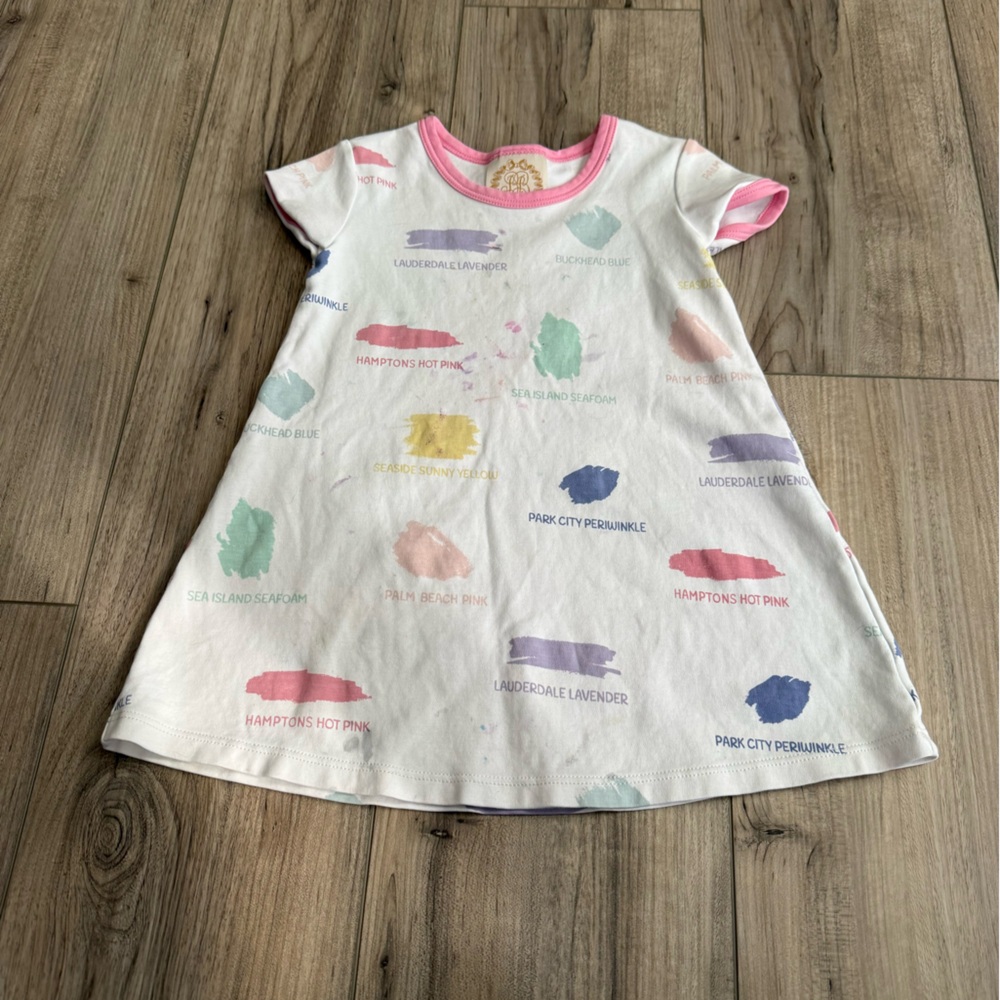 The Beaufort Bonnet Company Girls White Paint Swatch A-Line Dress STAINED